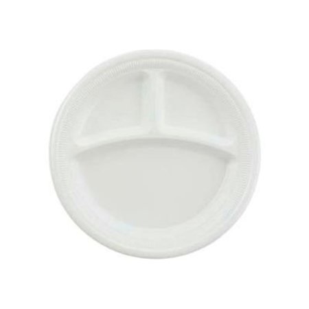 LAGASSE Dart® SCCRS9CYW, 3-Comp Laminated Foam Plates, 9" Dia., White, 500/Carton SCC RS9CYW